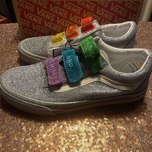 LIMITED EDITION, never worn silver glitter Vans x Flour shop Old Skool V.